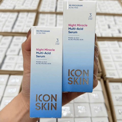 ICON SKIN NIGHT MIRACLE SERUM : DA SẠCH MỤN – SÁNG MỊN MỖI SỚM MAI