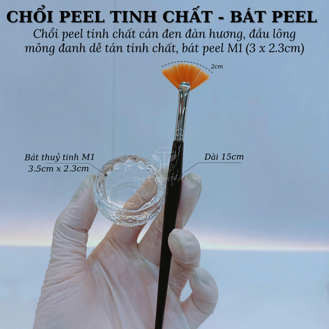 Chổi peel da lông vàng cán gỗ đàn hương cao cấp dùng quét tinh chất peel da