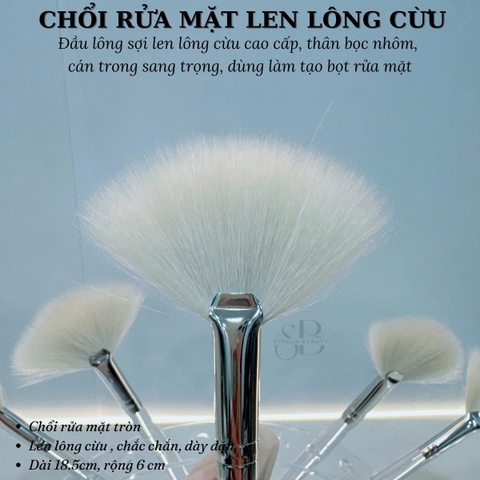 Chổi rửa mặt hỗ trợ tạo bọt chất liệu len lông cừu cao cấp phong cách Hàn Quốc (ảnh thật)
