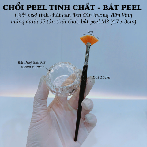 Chổi peel da lông vàng cán gỗ đàn hương cao cấp dùng quét tinh chất peel da