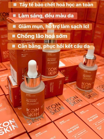 Peel  không bong căng bóng sáng da, thu nhỏ lỗ chân lông Icon Skin Mandelic 12%