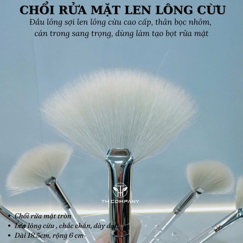 Chổi rửa mặt hỗ trợ tạo bọt chất liệu len lông cừu cao cấp phong cách Hàn Quốc (ảnh thật)
