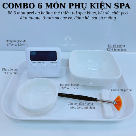 COMBO - Bộ khay chổi bát peel da dùng chăm sóc da, peel da mặt