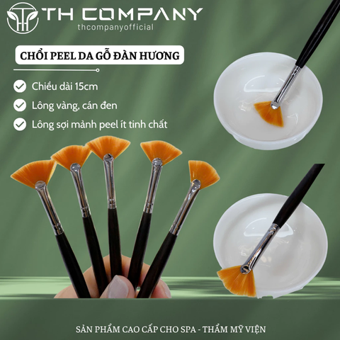 Chổi peel da lông vàng cán gỗ đàn hương cao cấp dùng quét tinh chất peel da