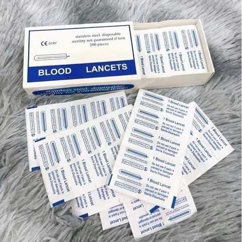 Kim chích mụn Lancets hộp 200 chiếc dùng làm kim nặn mụn có túi chống khuẩn cao cấp