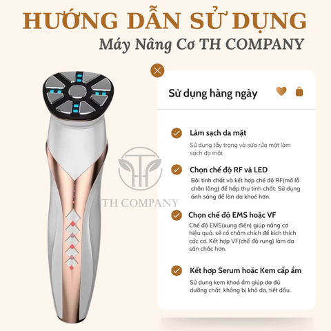 Máy chăm sóc da nâng cơ mặt TH COMPANY công nghệ RF, EMS massage mặt dụng cụ làm đẹp công nghệ cao