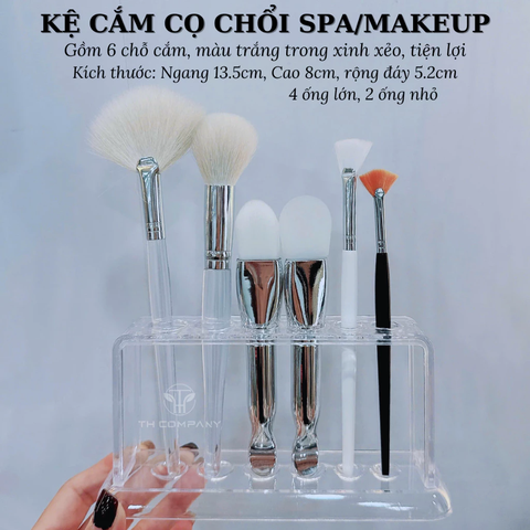 Kệ cắm cọ spa cọ chổi trang điểm TH COMPANY cao cấp và hộp đựng bông tẩy trang