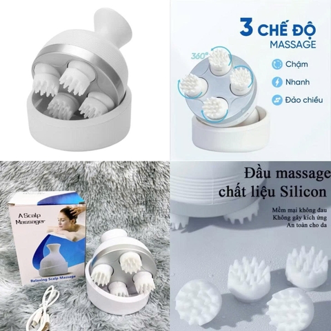 Máy Massage Đầu Mini 4 Chân TH COMPANY, Mát Xa Đầu Giúp Giảm Stress, Thư Giãn Gội Đầu Dưỡng Sinh