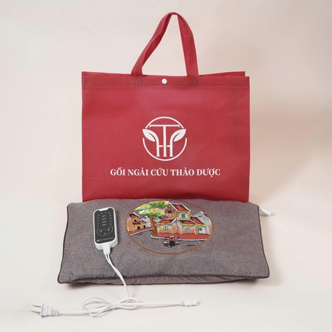 Gối Ngải Cứu Thảo Dược Đông y TH COMPANY Gối Sưởi Điện Ngải Cứu Thảo Dược giúp giảm stress, dễ ngủ