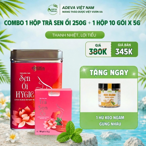 COMBO 1 HỘP TRÀ SEN ỔI 250G - 1 HỘP 10 GÓI X 5G TĂNG NGAY 1 KẸO GỪNG NHÀU 125G