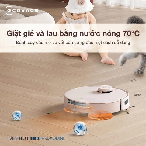 Robot hút bụi lau nhà tự động làm sạch Ecovacs Deebot T30 Pro Omni
