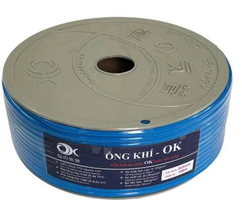 Dây hơi khí nén/ Ống hơi khí nén/dây TPU, dây máy hơi TPU - OK JAPAN (phi 4 6 8 10 12 14 16 màu xanh),