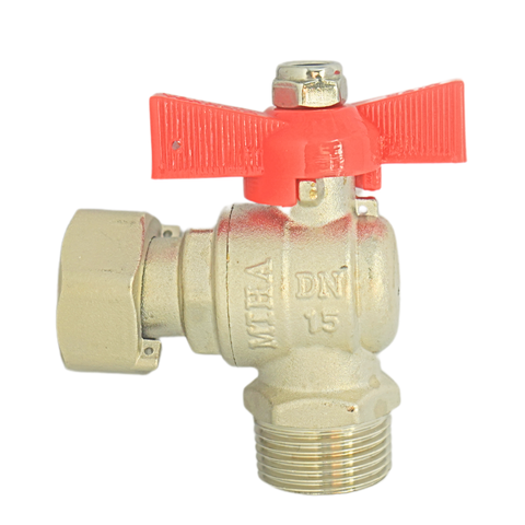 Van góc đồng có van một chiều mạ sau đồng hồ tay bướm ABS MIHA