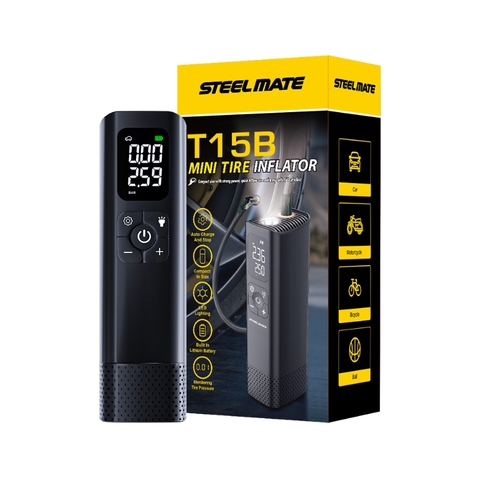 Bơm Lốp Ô Tô Không Dây Steelmate T15B – Pin 4000mAh, 150 PSI, Tự Ngắt