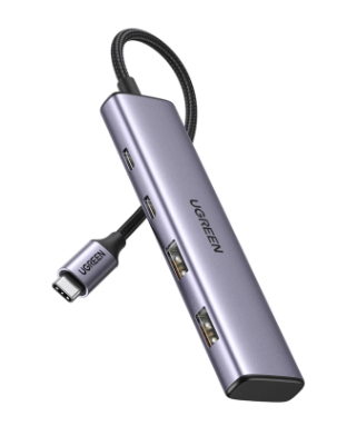 Bộ chia Hub USB-C 2 cổng và USB 3.0 2 cổng, màu ghi Ugreen (15395)