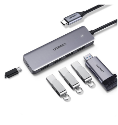 Bộ chia HUB USB 3.0 4 cổng màu xám dài 20cm Ugreen (70336)