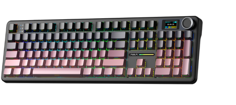 Bàn phím cơ AULA F108 Pro Black Pink Gradient Grey Wood V3 switch
