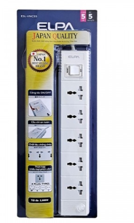 Ổ cắm điện ELPA ESL-VNC55 5 ổ điện, 1 công tắc, 5m &nbsp;