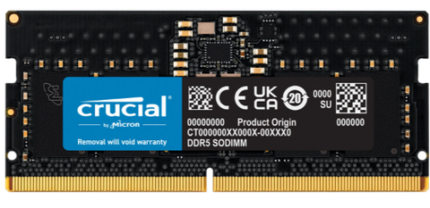 Ram laptop Crucial 8GB DDR5 bus 4800Mhz CL40 (CT8G48C40S5)