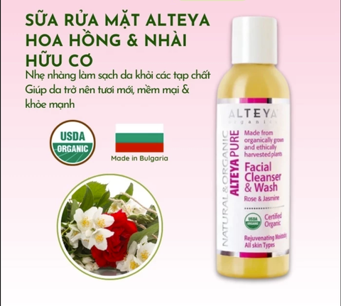 Sữa Rửa Mặt Hoa hồng và Nhài  Hữu Cơ Alteya Organics (150ml)
