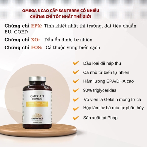 Viên dầu cá Omega 3 Premium Santerra Pháp