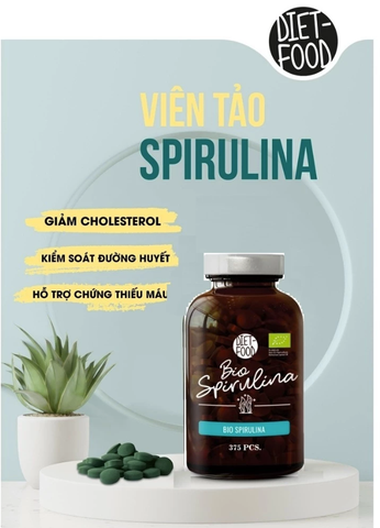 Viên uống tảo xoắn Spirulina hữu cơ (375 viên) Diet Food 150g