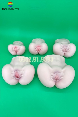 BDT443 - Mông giả silicon nguyên khối với 2 lỗ âm đạo và hậu môn