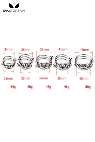SMT622 - Vòng đeo dương vật inox có bi hình lo xo với 4 size