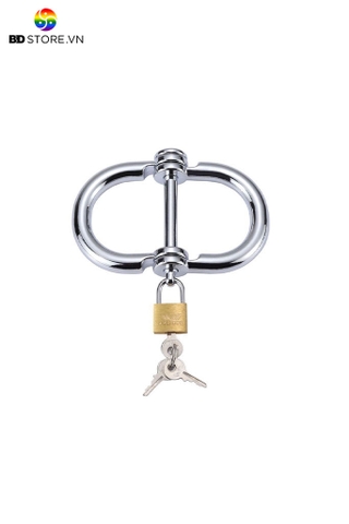 BDT269 - Còng tay tình yêu inox hình chữ D úp kèm ổ khóa có 4 kích cỡ
