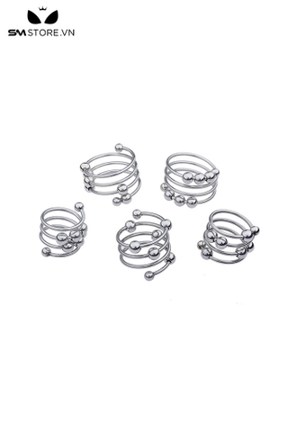 SMT622 - Vòng đeo dương vật inox có bi hình lo xo với 4 size