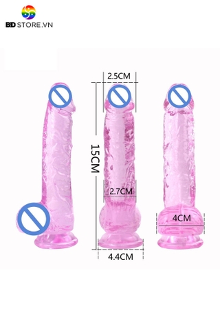 BDT404 - Dương vật giả mini trong suốt đế hít tường dài 15cm