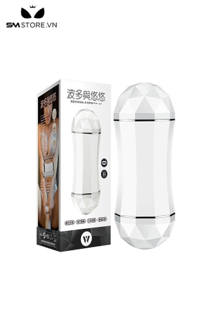SMT781 - Cốc thủ dâm 2 đầu silicon mềm có rung dài 210mm