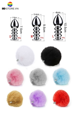 SMT056 - butt plug cosplay đuôi thỏ 1 màu với thiết kế 4 tầng có 3 size
