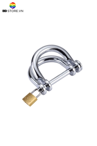 BDT269 - Còng tay tình yêu inox hình chữ D úp kèm ổ khóa có 4 kích cỡ
