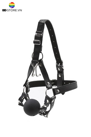 BDT026 - Ball gag bịt miệng thoáng khí silicon có đai đeo đầu móc mũi