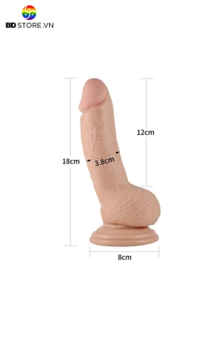 BDT1774 - Dương vật giả Lovetoy silicon mềm có đế hít tường dài 18cm