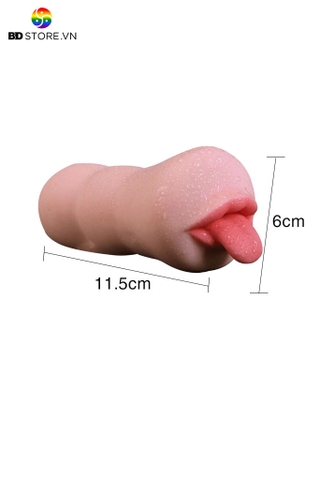 BDT1082 - Âm đạo giả giá rẻ 2 đầu miệng có lưỡi silicon mềm