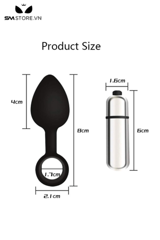 SMT1689 - Anal plug silicon hậu môn dài 8cm mix thanh rung mini