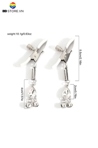 BDT733 - Kẹp ti kim loại đính charm gắn 2 chuông nhỏ dài 9.5cm