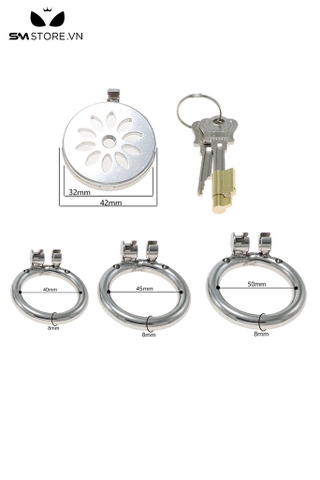 SMT867 - Khóa dương vật thép không gỉ hình bông hoa với 3 size