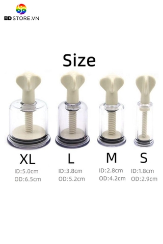 BDT688 - Set 2 chiếc hút núm vú với ống trong suốt bơm tay có 4 size
