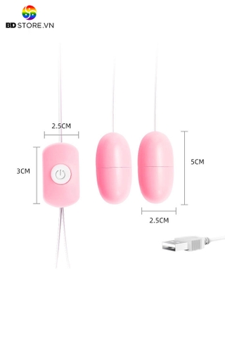 BDT1940 - Trứng rung 2 đầu sạc trực tiếp có dây bằng nhựa dài 5cm