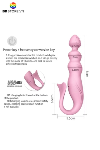 BDT1593 - Anal bead hình nấc sóng kích thích và nhánh tai thỏ có 10 tần số
