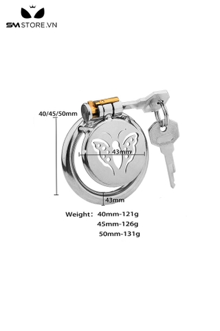 SMT875 - Khóa dương vật kim loại hình bướm với 3 kích cỡ khác nhau