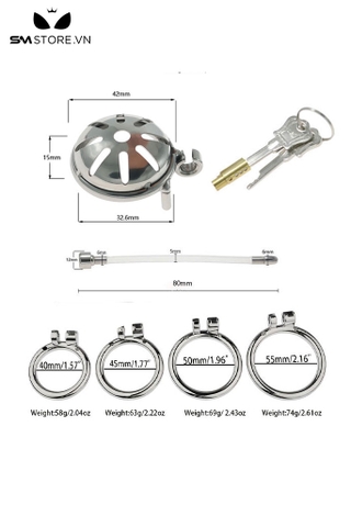 SMT878 - Khóa dương vật inox dạng nắp lồi thép có lỗ thông hơi