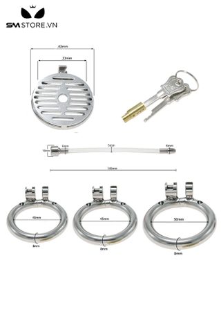 SMT868 - Khóa dương vật thép không gỉ dạng phẳng với 3 kích cỡ