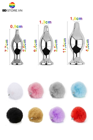 SMT053 - butt plug cosplay đuôi thỏ phích cắm đầu nhú có 3 kích cỡ