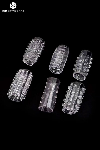 BDT074 - Bộ 6 bao cao su khúc giữa trong suốt có gai và bi dài 3.2cm