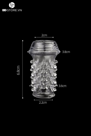 BDT083 - Bao cao su đôn trong suốt bề mặt bi 3D hở đầu dài 6.8cm