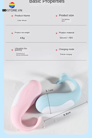 BDT1046 - Trứng rung silicon điều khiển từ xa ngụy trang con cá voi